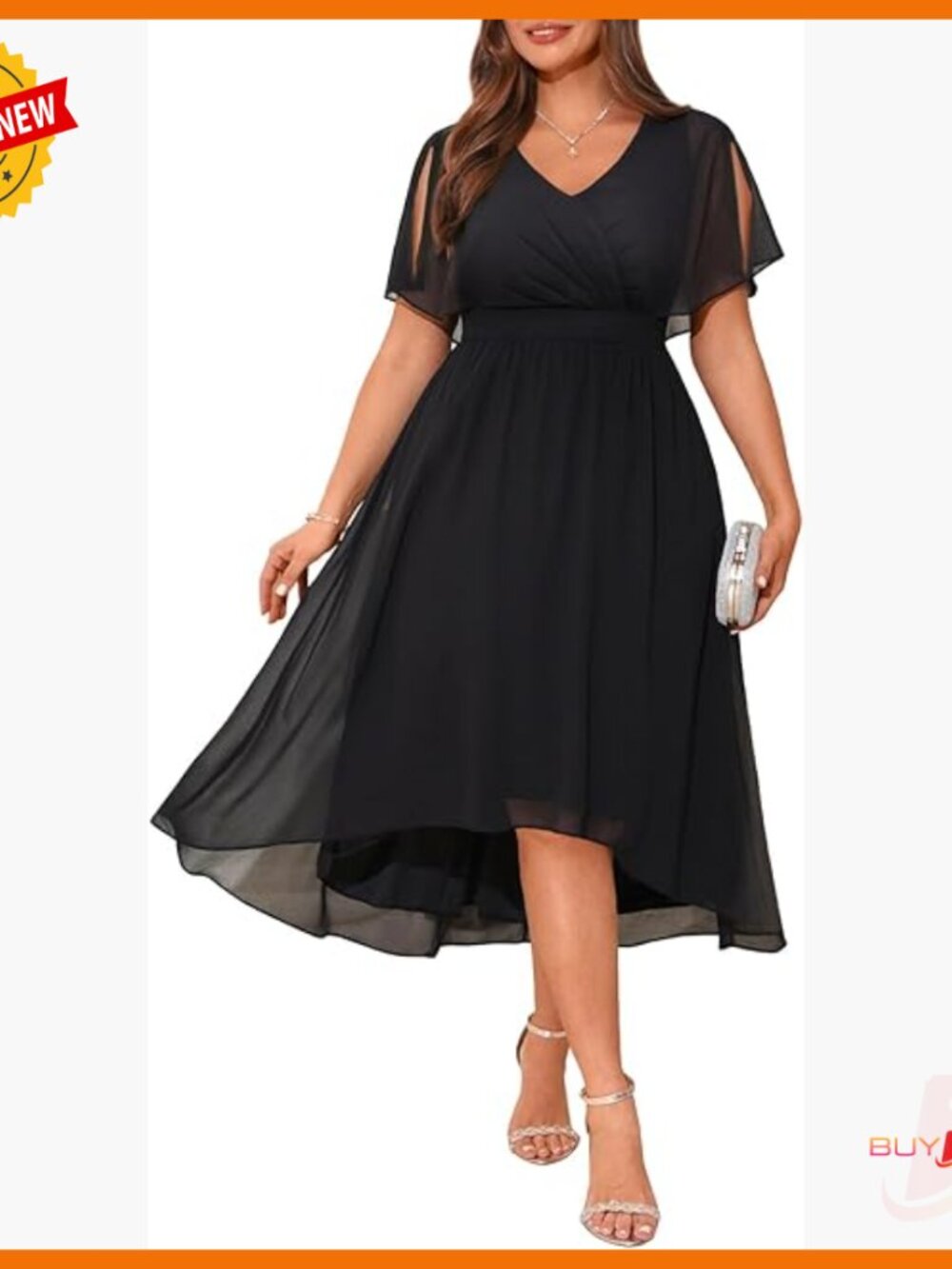 Plus Size Chiffon High Low Midi Dress Formal Cocktail Wedding Guest